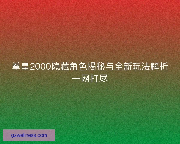 拳皇2000隐藏角色揭秘与全新玩法解析一网打尽