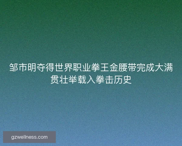 邹市明夺得世界职业拳王金腰带完成大满贯壮举载入拳击历史