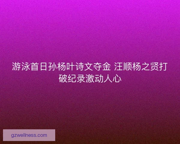 游泳首日孙杨叶诗文夺金 汪顺杨之贤打破纪录激动人心